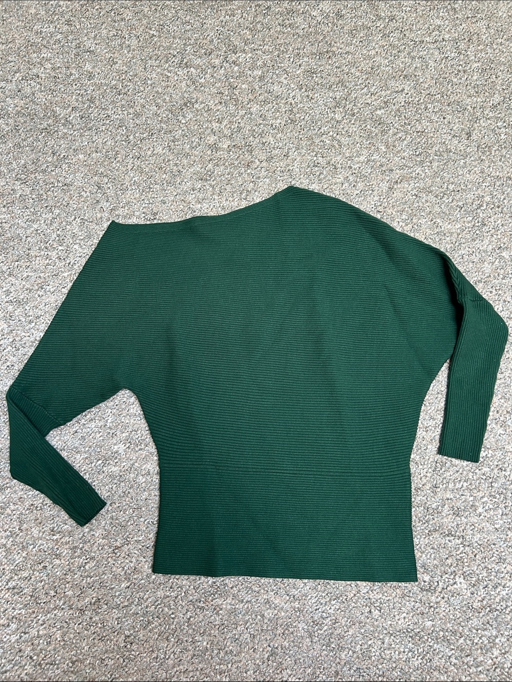 Reiss Forest Green Off-the-Shoulder Ribbed Sweater